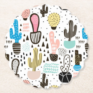 Modern Cactus Geometric Muster Untersetzer