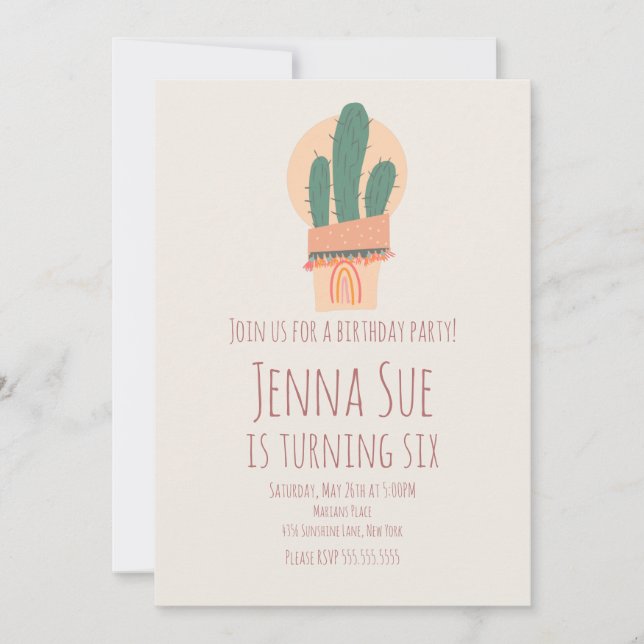 Modern Cactus Potted Pflanze Rainbow Birthday Part (Vorderseite)
