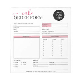 Modern Cake Cupcake Bäckerei Rosa Bestellformular Notizblock