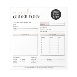 Modern Cake Cupcake Bakery Beige Bestellformular Notizblock