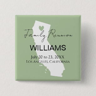 Modern California Map Personalisiert Family Wieder Button