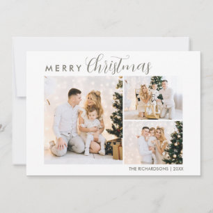 Modern Calligraphie Foto Collage Frohe Weihnachten Karte