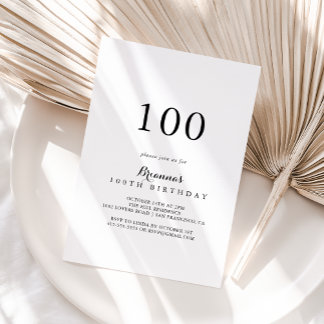 Modern Calligraphy 100. Geburtstagsparty Einladung