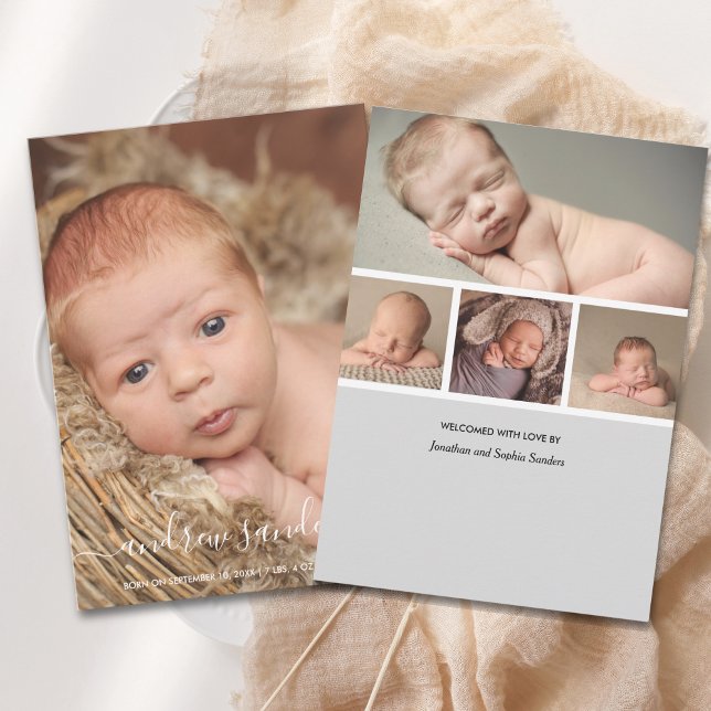 Modern Calligraphy Birth of a Baby Boy Ankündigung (Von Creator hochgeladen)