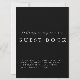 Modern Calligraphy Black Wedding Guestbook Sign Karte