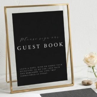 Modern Calligraphy Black Wedding Guestbook Sign Karte
