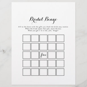 Modern Calligraphy Bridal Bingo Game