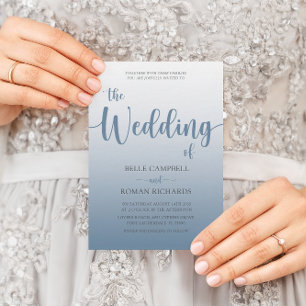  Modern Calligraphy Dusty Blue Wedding Invitation Einladung