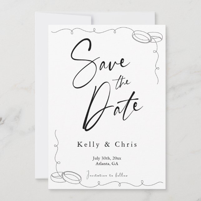Modern Calligraphy Flat Save the Date Card (Vorderseite)