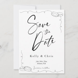 Modern Calligraphy Flat Save the Date Card
