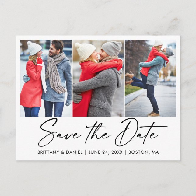 Modern Calligraphy Ink 3 Foto Save the Date Postkarte (Vorderseite)