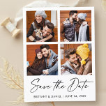 Modern Calligraphy Ink 4 Foto Save the Date Postkarte<br><div class="desc">Moderne Minimalistische Elegance Calligraphy Tinten Handgeschriebene Skript Hochzeitsankündigung 4 Foto Save the Date Postkarte</div>