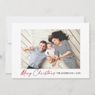 Modern Calligraphy Red Ink Script Weihnachts-Foto Feiertagskarte