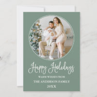 Modern Calligraphy Round Foto Frame Sage Green