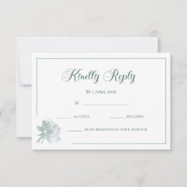 Modern Calligraphy Sage Green Floral Wedding RSVP  Mitteilungskarte