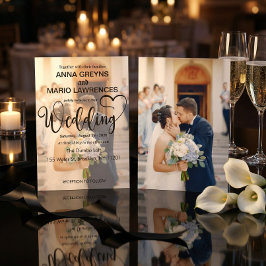 Modern Calligraphy Script 2 Photo Overlay Wedding Einladung