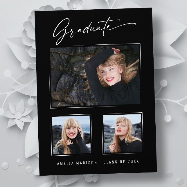 Modern Calligraphy Script 3 Foto Abschluss Ankündigung (Von Creator hochgeladen)