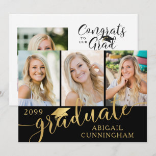 Modern Calligraphy Script 4 Photo Graduation Ankündigung