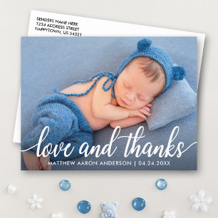 Modern Calligraphy Script New Baby Love Thanks W Postkarte