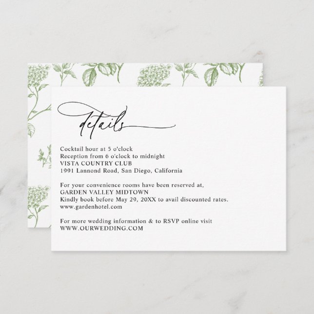 Modern Calligraphy Script Simple Wedding Details Begleitkarte (Vorne/Hinten)