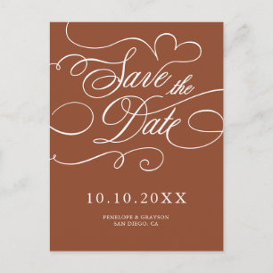 Modern Calligraphy Terracotta boho Save the Date Postkarte