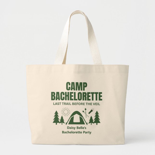 Modern Camp Bachelorette Green Jumbo Stoffbeutel (Vorne)