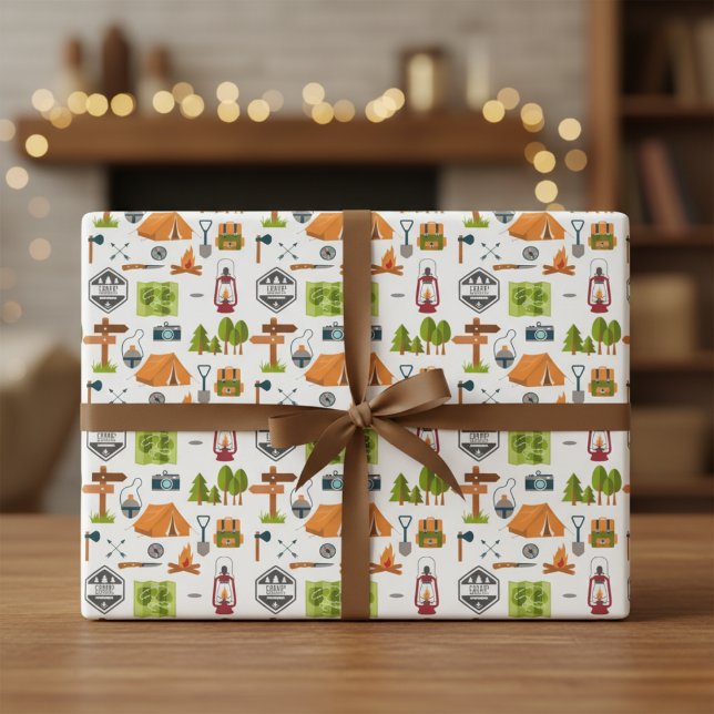 Modern Camping Icons Adventure Wrapping Paper Geschenkpapier Set (Modern Camping Icons Adventure Wrapping Paper)