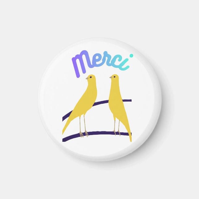 Modern Canary & "Merci" - Japandi Style Art Magnet (Vorne)