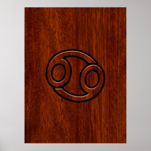 Modern Cancer Zodiac Sign on Mahogany Dekoration