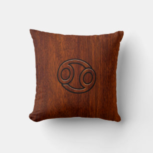 Modern Cancer Zodiac Sign on Mahogany Dekoration Kissen
