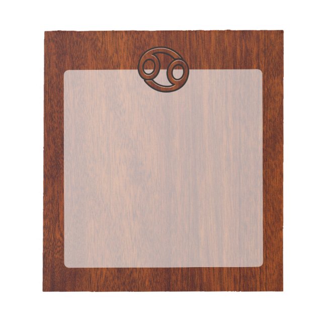 Modern Cancer Zodiac Sign on Mahogany Dekoration Notizblock (Vorderseite)