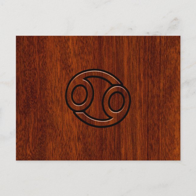 Modern Cancer Zodiac Sign on Mahogany Dekoration Postkarte (Vorderseite)