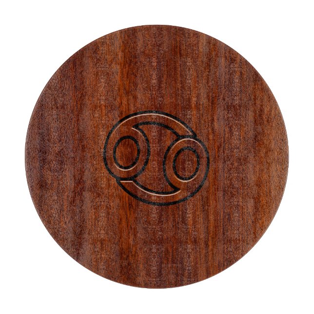 Modern Cancer Zodiac Sign on Mahogany Dekoration Schneidebrett (Vorderseite)