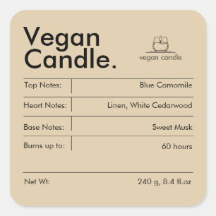 Modern Candle Label Quadratischer Aufkleber