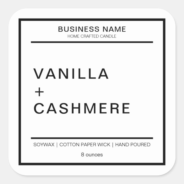 Modern-Candle-Produktkennzeichnung Quadratischer Aufkleber (Vorderseite)