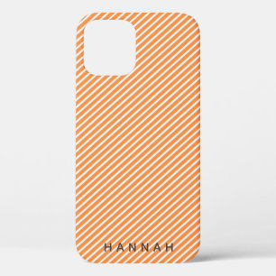 Modern Candy Stripe   Burnt Orange Diagonal Name Case-Mate iPhone Hülle