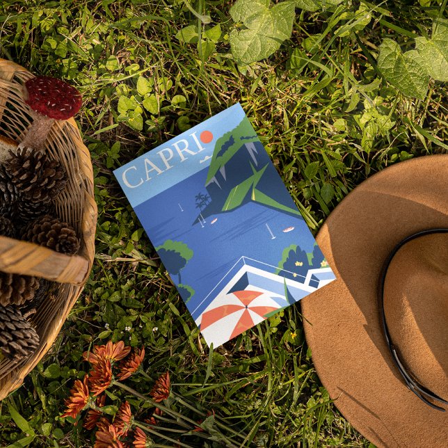 Modern Capri Travel Poster Postkarte (Von Creator hochgeladen)