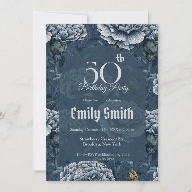 Modern Carnation Aesthetic 15Th Birthday Party Einladung (Vorderseite)