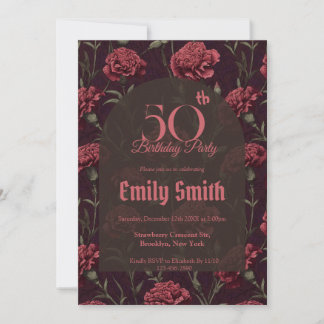 Modern Carnation Inspired 90Th Birthday Einladung