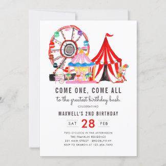 Modern Carnival Circus Festival 2. Geburtstag Einladung