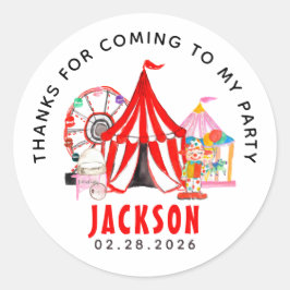 Modern Carnival Circus Festival - Kinder zum Gebur Runder Aufkleber
