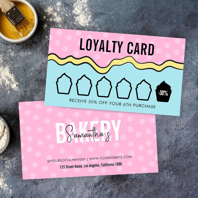 Modern Cartoon Frische Pasta machen Treuekarte (Embrace the retro groove with these fun and colorful bakery loyalty cards for bakers & chefs)