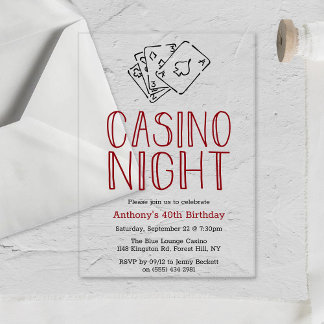Modern Casino Night Birthday Party Acryleinladungen