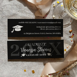 Modern Casual white black name card graduation Mini Visitenkarte