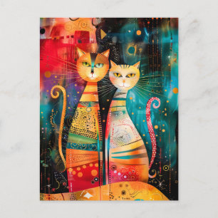 Modern Cat Design in Cosmic Galaxy Postkarte