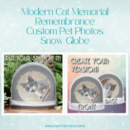 Modern Cat Memorial Remembrance Custom Pet Photos Schneekugeln