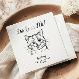 Modern Cat Wedding Cocktail Napkins Serviette