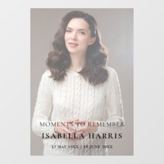 Modern Celebration of Life Large Photo Cling Fensteraufkleber