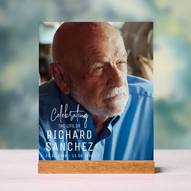 Modern Celebration Of Life Photo Funeral Memorial  Acrylschild (Neutral)