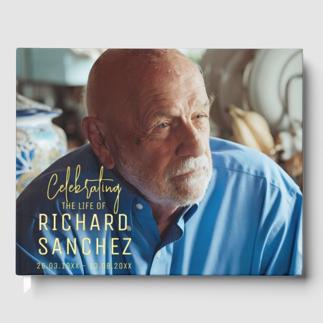 Modern Celebration Of Life Photo Funeral Memorial  Gästebuch (Vorderseite)